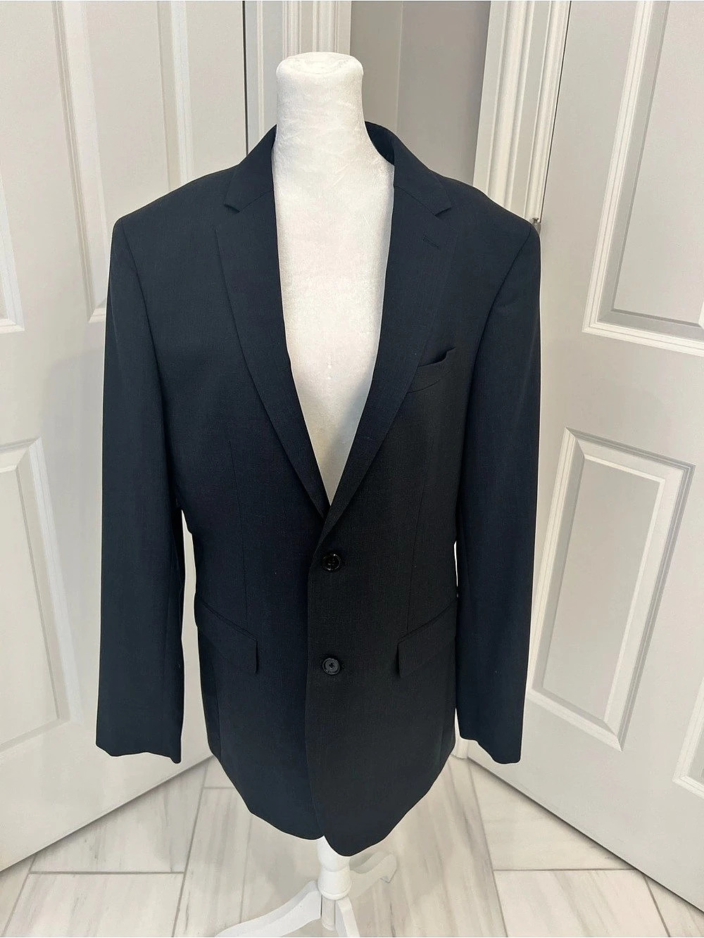 Banana Republic Marzotto Super 120s Wool Suit Jacket Sport Coat Black 42L